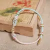 Pulsera Colorida con Cuentas Transparentes, Pulsera de Hilo Hecha a Mano DIY que se Puede Ensartar con Cuentas Doradas, Popular Estilo Ins de Gama Alta