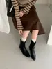Botines adelgazantes de tacón grueso cuadrado de punta cuadrada estilo coreano para mujer, nueva colección otoño/invierno 2026, con cremallera trasera, botines modernos y adelgazantes