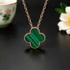 Collar de Trébol de Cuatro Hojas Plata de Ley 999 Lujo Ligero Colgante de Doble Cara de Gama Alta para Mujer Estilo de Nicho Cadena para Clavícula de Ágata