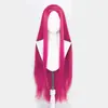 Peluca Pelo Largo Liso Cosplay Universal Raya Media Pelo Largo Liso de Colores Tocado 100cm Anime Hombres y Mujeres Cos