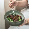 Bol Grande de Forma Especial Estilo Japonés Cerámica Bol Grande Color Puro Vajilla Bol al por Mayor Hogar Restaurante Bol para Sopa Bol para Fideos Bol para Frutas