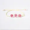 Pulseira de flor de pessegueiro fresca e doce feita à mão para namoradas pulseira de flor seca barraca de atacado pulseira de flor seca de vidro para meninas