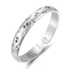 Pulseira de Prata Pura S999 com Padrão Estrelado, Sutra do Coração Estilo Antigo, Design Retrô, Aberta, Presente para Mãe, Estilo Chinês