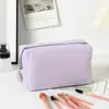 Nuevo Bolso de Maquillaje Seersucker de Venta Caliente Transfronterizo, Neceser de Gran Capacidad, Bolsa de Almacenamiento de Viaje Rayada, Bolso de Mano de Color Sólido