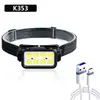 Farol de LED Novo Modelo Transfronteiriço para Pesca Noturna, Farol Recarregável com Sensor de Alto Brilho, Lâmpada de Cabeça Forte para Pesca Noturna