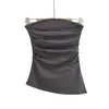 Top de tubo puramente seductor y sexy sin hombros para mujer, top sin mangas sexy de verano para chica caliente, ajustado, fruncido, con abertura irregular
