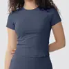 Top de Yoga Transpirable de Manga Corta para Verano, Camiseta Deportiva Elástica de Secado Rápido para Fitness, Camiseta Deportiva Ajustada para Pilates para Mujer