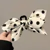 Grampo de Cabelo Grande com Laço de Bolinhas em Cetim, Presilha para Coque, Tendência Estilo Ins, Grampo Tubarão para Parte de Trás da Cabeça, Acessório de Cabelo