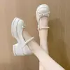 Zapatos de Princesa Cómodos, Estilo Primavera y Otoño, Zapatos Mary Jane Bajos para Mujer, Nuevos Zapatos de Cuero Dulces y Modernos con Hebilla de Una Correa que Aumentan la Altura