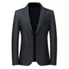 Jaqueta de Terno Masculina 2024 Primavera e Outono Nova Lã Única Ocidental Tricô Elástico Padrão Vertical Casual Peça Única Superior