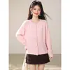 Cardigan Suéter de Tricô Roxo com Gola Redonda Estilo Coreano Feminino 2026 Novo Design Sensação Nicho Solto Top
