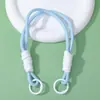 Lanyard colorido simples para celular com fivela dupla, chaveiro pingente em blocos de cor trançado à mão, cordão de poliéster anti-perda, disponível para atacado