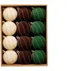 Decoraciones de Bolas de Navidad Afelpadas, Adornos para Árbol de Navidad, Colores Rojo Vino, Marrón y Verde, Bolas Colgantes de Decoración de Escena Festiva de 6 cm