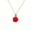 Collar Romántico de Acero de Titanio con Rosa Roja Estilo Francés para Mujer, Cadena Clavicular de Lujo Ligero, Joyería de Alta Gama, Regalo de San Valentín