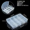 Caja de almacenamiento de escritorio de plástico con rejilla, 10, 15 y 24 botones transparentes, para accesorios de pesca, joyería y cosméticos.