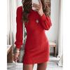 Outono e Inverno 2024 Novo Europeu e Americano Transfronteiriço Amazon Wish Vestido Peça Única Liso Sem Costas Cintura Média Mini Vestido