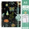 Caderno A5 pautado 2026-2027 planejador semanal em inglês transfronteiriço com padrão de estrelas e floral, design simples, logotipo personalizável
