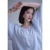 Camisa de diseño fresca azul de manga tres cuartos para mujer Verano nuevo estilo western retro suelta de alta calidad moda