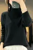 Suéter de forro polar para mujer con cuello alto, suave y grueso con textura, perfecto para otoño e invierno, simple y estiliza, ideal como capa interior de punto para el trabajo