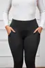 Bestseller Transfronteiriço Calças Leggings de Cintura Alta com Forro de Lã para Mulheres, Calças de Yoga Quentes Ajustadas para Outono/Inverno, Bolsos Elásticos, Calças Longas de Lã de Cordeiro