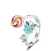 Anillo Giratorio de Mariposa de Epoxi Popular Transfronterizo Europeo y Americano para Mujeres con Abertura Ajustable Anillo de Zircón Joyería de Mano Anti-Ansiedad