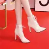 Botines Martin de Punta para Mujer Piel Suave Más Terciopelo Tacón Grueso Con Cordones Cremallera Lateral Botines Tobilleros Otoño Invierno Zapatos Sexy de Tacón Ultra Alto