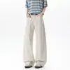 Jeans vintage gruesos y fluidos de marca de verano modernos de corte holgado, pantalones de trabajo rectos lavados estilo americano, pantalones casuales para hombre