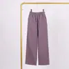 Calça Longa Feminina Lulu de Cintura Alta Solta Emagrecedora para Yoga Esportes Fitness com Sensação de Pele e Cordão