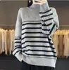 Suéter de punto retro casual a rayas para mujer, nuevo suéter holgado de otoño e invierno, moda transfronteriza para mujer