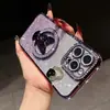 Funda de Teléfono con Color Degradado, Soporte Incrustado con Diamantes Electrochapados, Adecuada para iPhone 17 Pro Max, Cubierta Protectora 16 Carcasa Apple 15