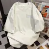 Camiseta de mujer de manga corta 100% algodón, diseño simple, estampado de letras graffiti, top holgado de verano de moda