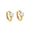 Pendientes de Plata de Ley S925 con Ópalo de Color Redondo para Mujer, Comercio Exterior Europeo y Americano, Lujo Ligero Transfronterizo, Hebilla de Oreja Inteligente Aobao de Gama Alta