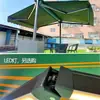 Toldo Curvo de Braço Duplo Abertura Dupla para Pátio, Lanchonete ao Ar Livre, Toldo Retrátil e Abrigo de Chuva para Proteção Solar ao Ar Livre