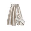 Estilo Japonés Simple Literario y Relajado Lino Suministrado por el Cliente Fresco y Transpirable Color Puro Casual Culottes Anchos de Nueve Puntos para Mujer