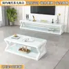 Móvel de TV para Sala de Estar Vidro Temperado Gabinete de Sala de Estar Mesa de Centro Simples Moderna Combinação de Móvel de TV Mesa de Centro Ferro Forjado Pintura Eletrostática