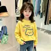 Blusa Estilosa de Gola Redonda para Meninas na Primavera e Outono para Crianças Médias e Grandes Camiseta Versátil da Moda Camada Base para Meninas Algodão Puro Respirável Manga Longa