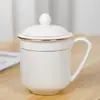 Taza de Té de Cerámica Jingdezhen con Tapa, Taza de Oficina, Taza de Agua de Porcelana Ósea, Taza para Conferencias, Taza de Té para Sala de Conferencias de Hotel