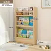 Estante de Livros Montada na Porta, Estante de Armazenamento Multicamadas de Madeira Maciça Montada na Parede de Chão, Armário Fino, Estante para Livros Ilustrados de Quarto Infantil, Estante de Armazenamento