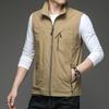 Chaqueta Chaleco con Cuello Alto de Color Sólido con Cremallera para Hombres de Mediana Edad Mantz Silk, Chaleco sin Mangas para Pesca, Actividades al Aire Libre, Primavera y Otoño