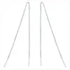 Alambre de Oreja de Plata S925 Nalan Pendientes Sencillos Estilo Coreano Modernos de Moda Pendientes Elegantes Largos para Mujer E0555
