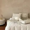 Conjunto de Roupa de Cama Renda Bordada Rosa Algodão de Fibra Longa Fio Duplo 50 Contagens Estilo Francês Luxo Leve Conjunto de Quatro Peças para Meninas