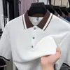 Comercio Exterior Transfronterizo Camisa Polo de Alta Gama para Hombre Manga Corta Cuello Campana Bloqueo de Color Casual Versátil Camiseta con Cuello para Hombre Verano Venta al por Mayor