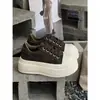 Zapatillas blancas estilo coreano, zapatos casuales de suela gruesa que aumentan la altura para mujer, modelo de otoño 2026 de cuero genuino, zapatos retro versátiles y sencillos para personas bajitas