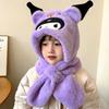 Conjunto de Chapéu e Cachecol de Inverno Infantil Peça Única Fofo Desenho Animado Chapéu Peludo Moda Feminina Versátil Protetor de Orelha e Pescoço