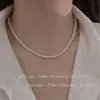 Colar de Pérolas Artificiais Design de Personalidade de Nicho Simples Versátil Temperamento Gentil Corrente para Clavícula Corrente de Colar Francesa para Mulheres