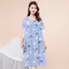 Camisola de Seda de Algodão para Mulheres Primavera, Outono e Verão Pijama Fino Saia de Casa Nova Manga Curta Algodão Seda Menina Roupa de Mãe Tamanho Grande