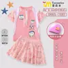 Maiô infantil de desenho animado Little Eight para meninas, conjunto de duas peças, vestido de natação de verão com proteção solar de secagem rápida para bebês