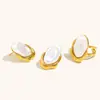 Pendientes de Imitación de Perla Estilo Barroco Transfronterizos Europeos y Americanos Verano Acero Inoxidable de Gama Alta Chapado en Oro de 18K Anillo Francés Personalizado
