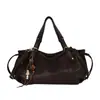 Nova bolsa de ombro vintage com cordão para mulheres, bolsa de mão para o dia a dia de grande capacidade, bolsa de ombro simples e versátil com textura de couro genuíno