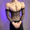 Lencería Sexy Lobe, Ropa de Malla Apasionada y Atractiva, Body Sexy Transparente de Talla Grande Adornado con Pedrería para Hombre